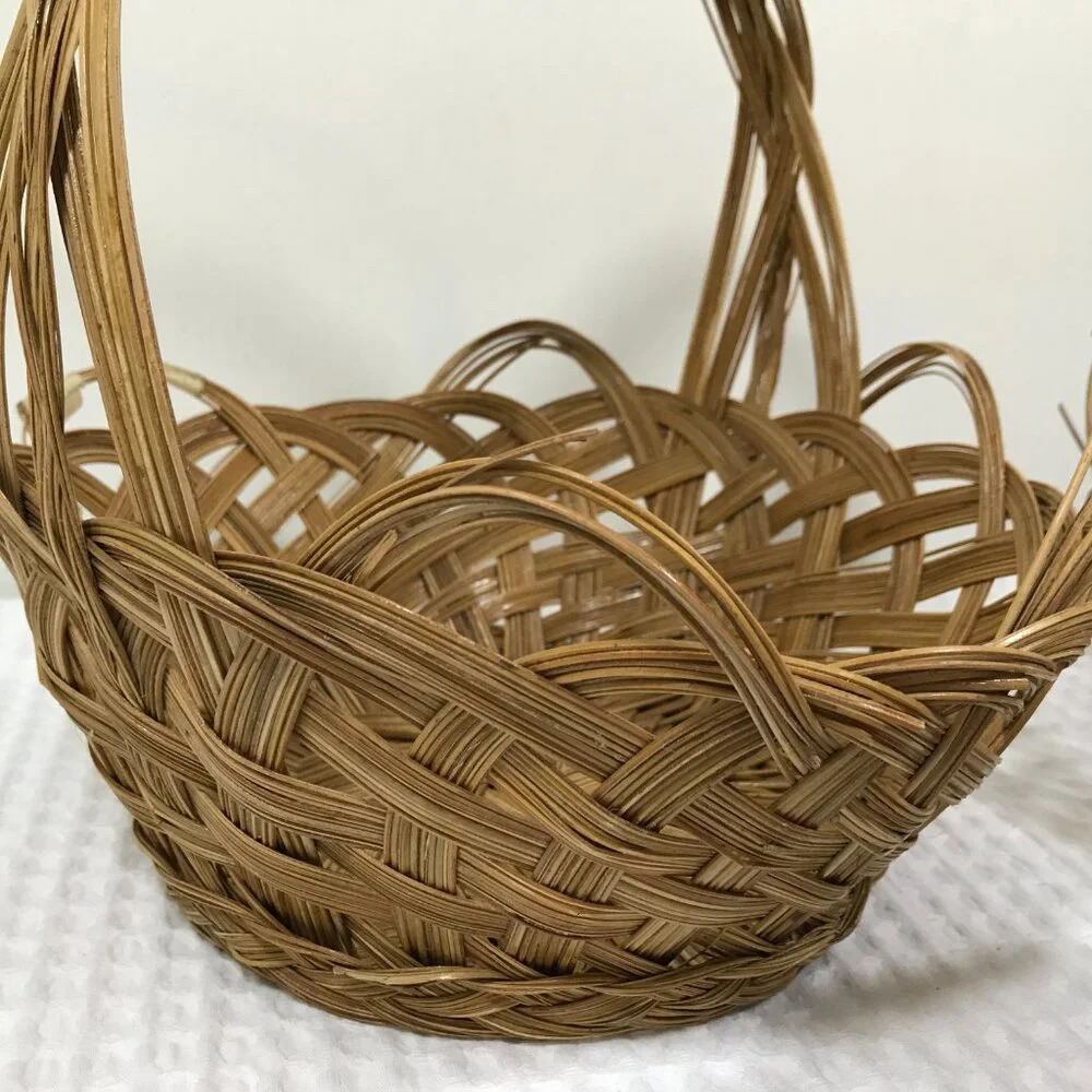 Vintage Wicker Basket with Handle Bundle